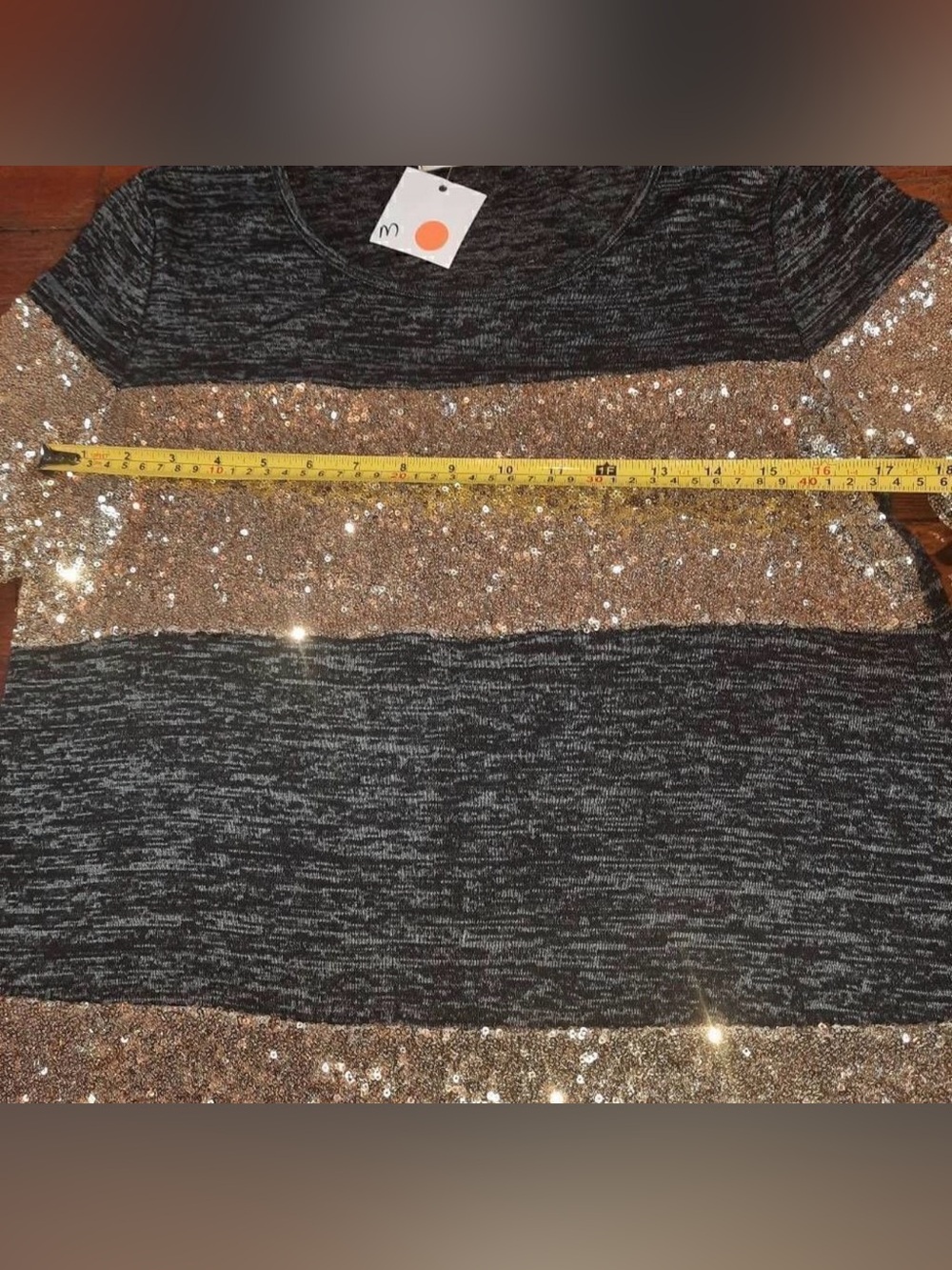 12 Pm By Mon Ami Black Dress with Gold Sequin Stripes - Picture 5 of 6